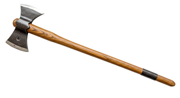 istock Isolated Double Bitted Axe with Wooden Handle 2211941096