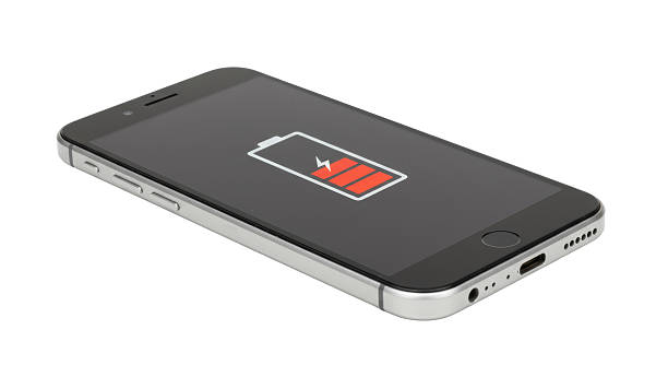 istock Isolated Smartphone with Low Battery Symbol Display 2211941239