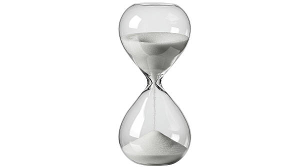 istock Isolated Hourglass with Flowing White Sand, Timing Concept 2211941306