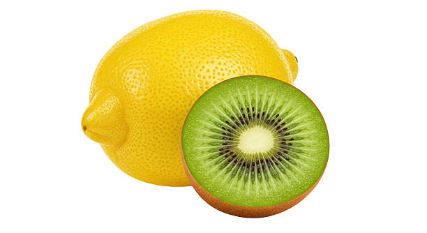 istock Isolated Fresh Lemon and Half Kiwi Fruit 2211941616