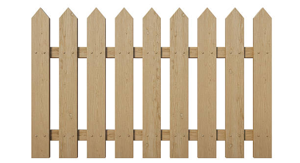 istock Isolated Light Wooden Picket Fence 2211945115