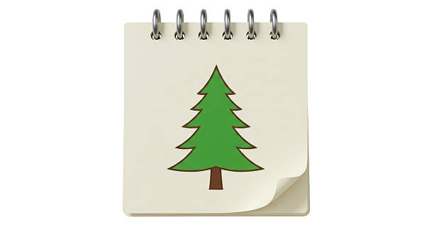 Isolated Calendar Page with Christmas Tree Illustration