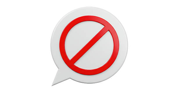 istock Isolated Prohibition Sign in a Speech Bubble Representing Restriction and Silence 2211945316