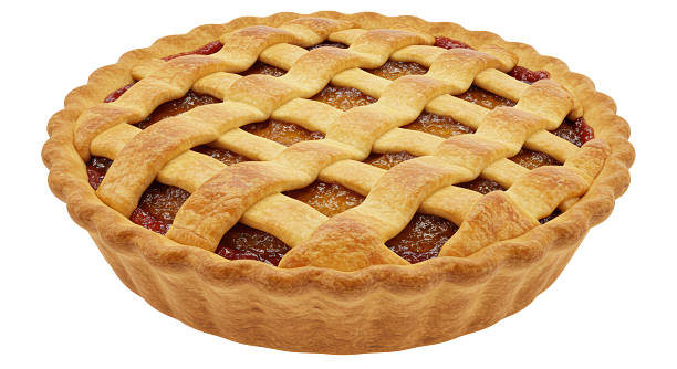 istock Isolated Fresh Baked Lattice Crust Fruit Pie 2211945341