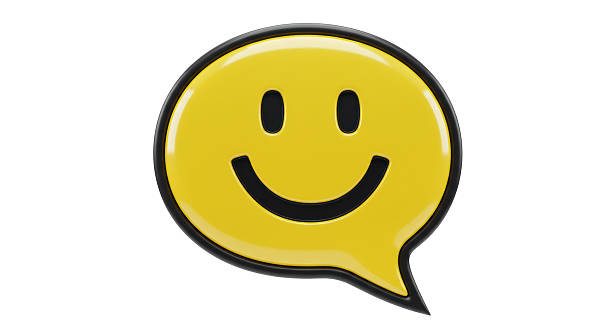 istock Isolated Yellow Smiling Face in Speech Bubble 2211945494