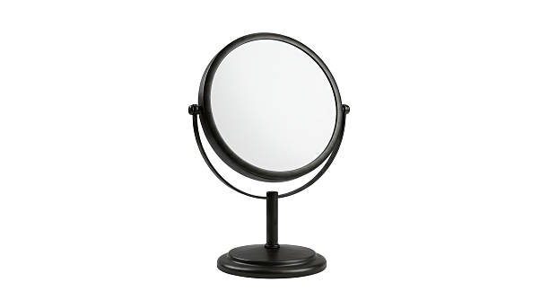 istock Isolated Sleek Black Vanity Mirror on Stand 2211946380
