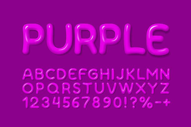 istock Purple color font. English alphabet and numbers sign. Vector illustration 2211946511