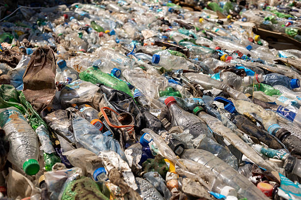 Polyethylene and plastic waste in a recycling center