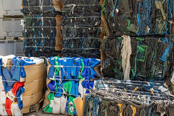 istock Polyethylene and plastic waste in a recycling center 2211947147