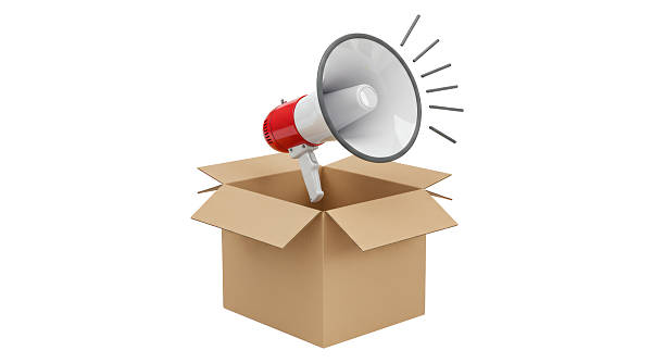 istock Isolated Megaphone in Cardboard Box Announcing News 2211950344