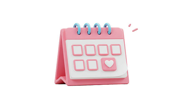 istock Isolated Pink Calendar with Heart for Valentine's Day 2211950743