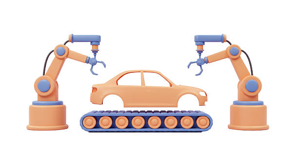istock Isolated Car Assembly Line with Robotic Arms 2211954145
