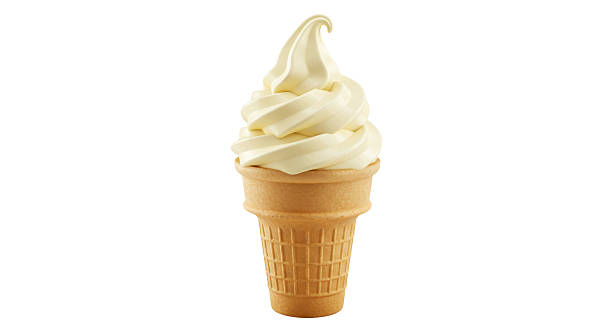Isolated Classic Vanilla Soft Serve Ice Cream Cone