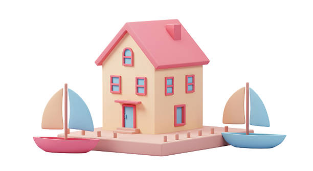 istock Isolated House with Sails Boat Transportation 2211954489