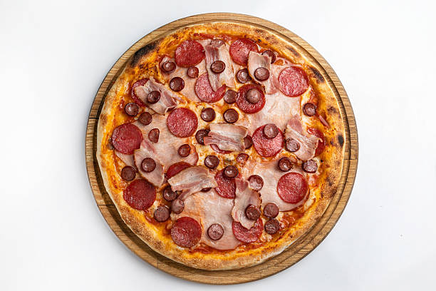 istock delicious pizza with sausage on a white background 2211954688