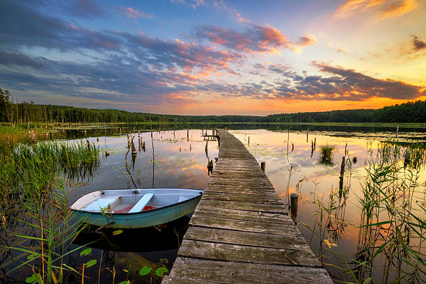 istock Beautiful summer sunset over the lake 2211954757