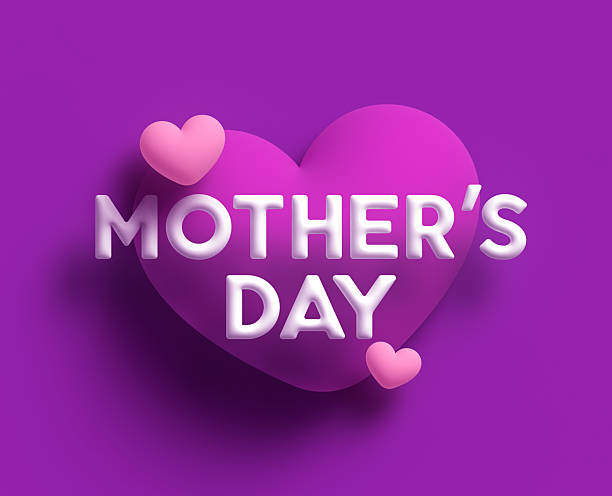3D mother's day heart shape love mom design.