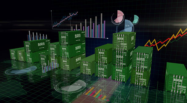 istock Saudi Arabia export cargo containers with charts and diagrams 2211960298