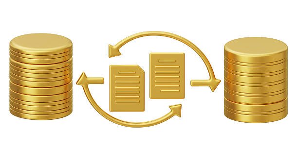 istock Isolated Golden Data Transfer with Arrow Symbol 2211974798