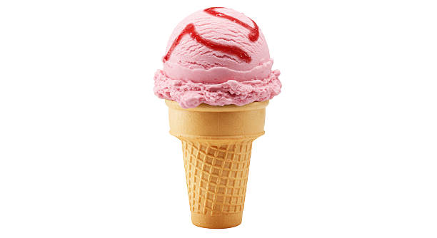istock Isolated Strawberry Ice Cream Cone with Syrup, Representing Summer Treat 2211975448