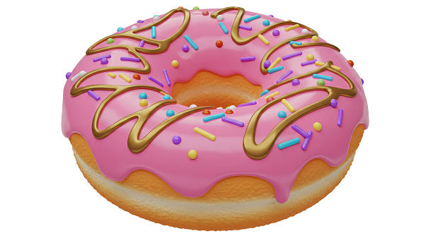 istock Isolated Pink Donut with Sprinkles and Golden Icing 2211975738