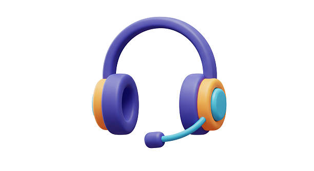 istock Isolated Purple and Orange Headset with Microphone 2211976201
