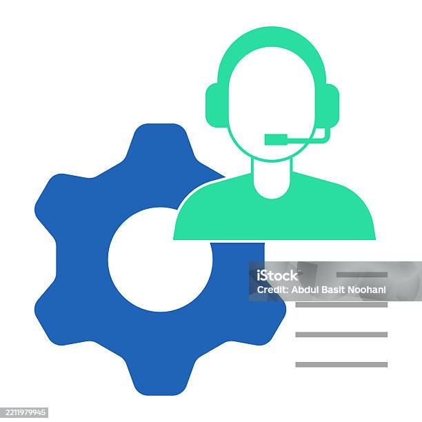 Technical Agent Icon Technical Support Male Male Agent With Gear Symbol For Providing ...