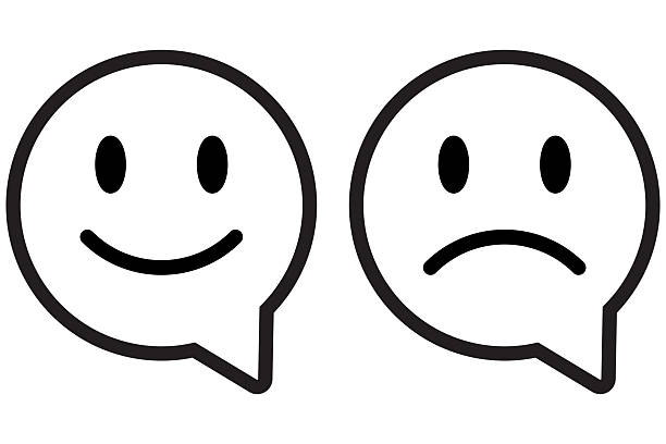 istock Happy and sad speech bubble icon set . Smile face and sad speech bubble icons . Feedback emoji icon in speech bubble shape . Vector illustration 2211982599
