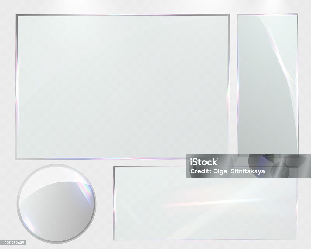 Glass Frame Rectangle Ui Panel And Frame Glass Ui Elements Glass Panel Template Realistic Glass ...