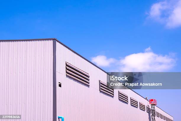 Factory Building Rooftops Factory Industrial Building Structure With Construction Worker Working ...