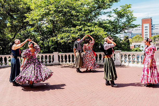 istock Performance argentinian group dancing outdoors 2211984410