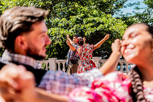 istock Performance argentinian group dancing outdoors 2211984427