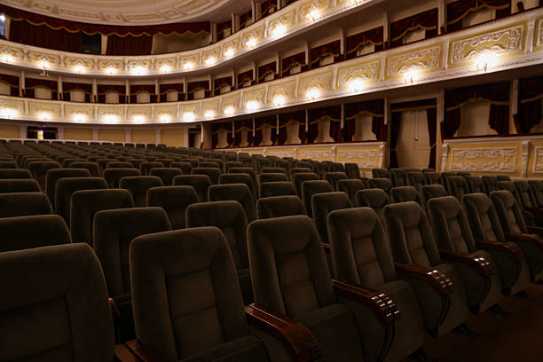 istock Rows of gray comfortable seats in theatre 2211986985