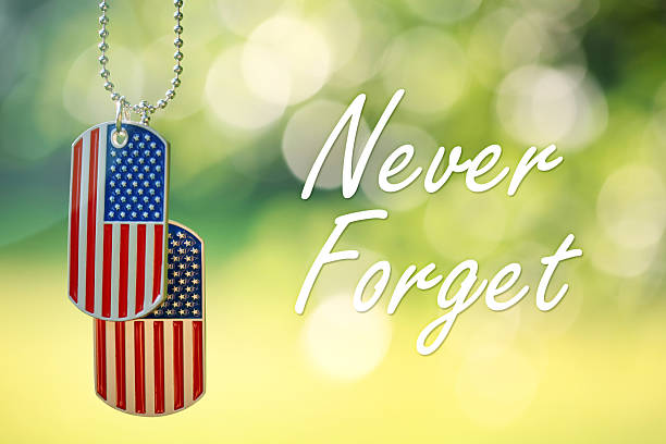 istock American flag dog tags hanging outside 2211995937