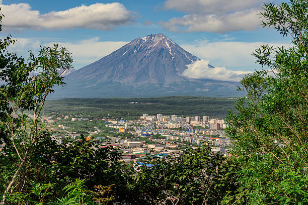 istock City with a volcano in the background 2211996782