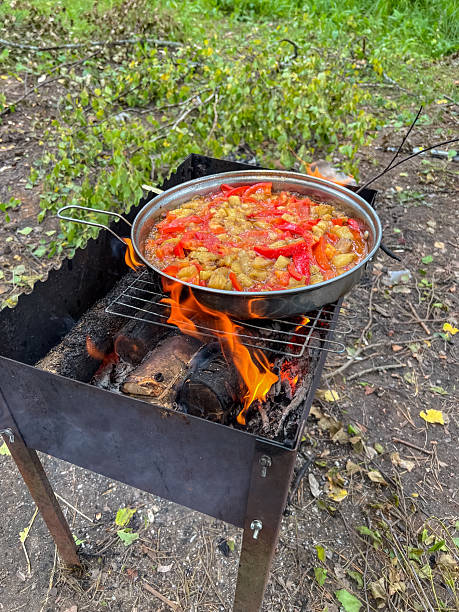 istock Pot of food is cooking on a fire 2212001137