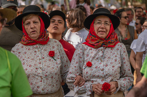Lisbon, Portugal. 25 April 2025. Parade on Avenida da Liberdade celebrating the 1974 revolution that led Portugal to democracy