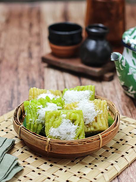 Getuk or gethuk Lindri is a traditional Indonesian dessert made from mashed cassava,