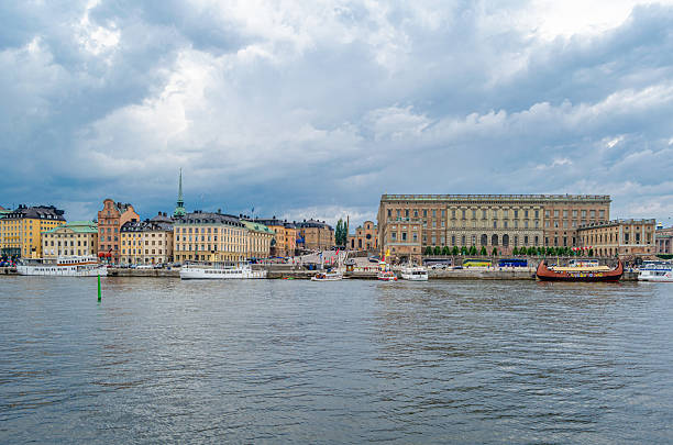 Stockholm, Sweden - July 27, 2014: View of the Stockholm Palace (Royal Palace) on the waterfront, built between 1697-1760 in Baroque style
