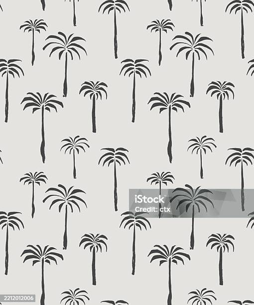 Cool Artistic Palm Tree Brushed Bitmap Seamless Pattern Stock ...