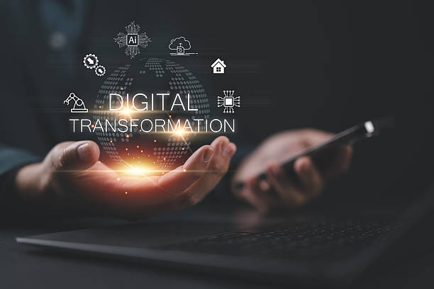 istock Digital transformation and digitalization technology. Businessman use smartphone with virtual digital transformation icon for digital transformation technology strategy, IoT, internet of things. 2212015471