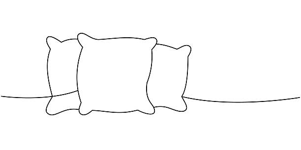 Three comfortable pillows one line continuous drawing. Orthopedic pillows. Vector illustration. Three comfortable pillows one line continuous drawing. Orthopedic pillows. Vector illustration. Isolated on white background cartoon of the how to draw a infinity sign stock illustrations