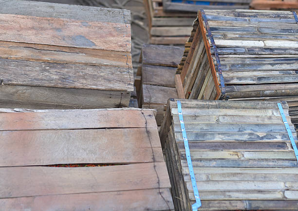 Broken pieces of plywood, close-up.