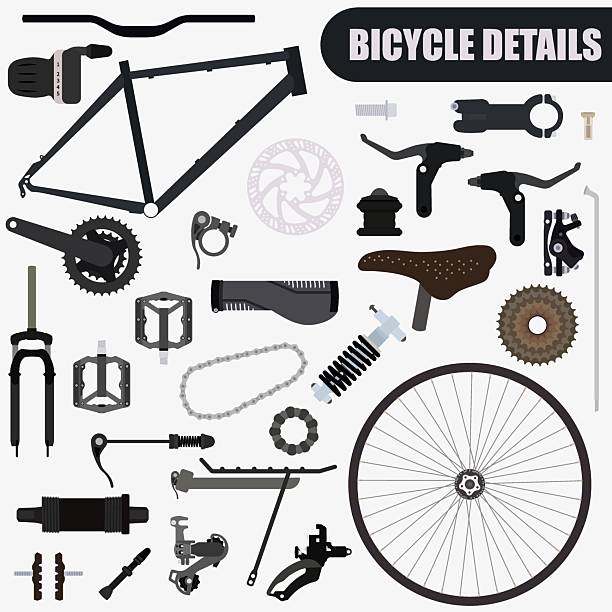 istock Bicycle details. Icons for a bicycle shop. Bicycle advertising. 2212025218
