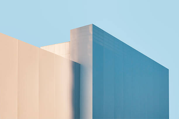 istock Modern Building Exterior Facade with blue sky Geometric shape Architecture details 2212029456