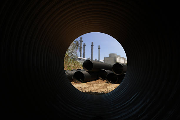 istock Black Sewer Drain Pipe Construction Equipment and Materials Backgrounds and Textures 2212036433