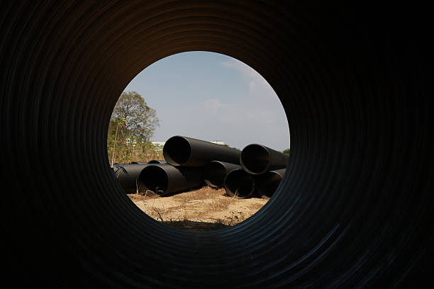 Inside view of spiral welded pipe.