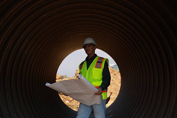 istock A Male Project engineer holds drawing work inside a huge pipe of an infrastructure project 2212036680