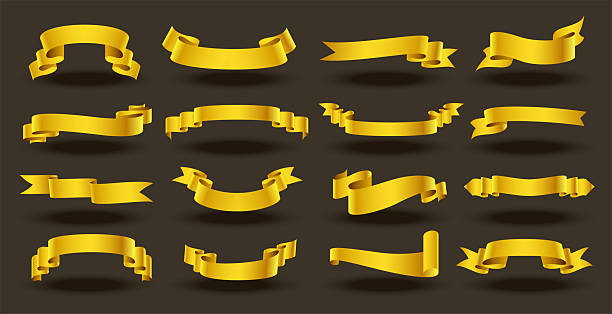 istock pack of realistic and golden ribbon tape element banner design 2212038163