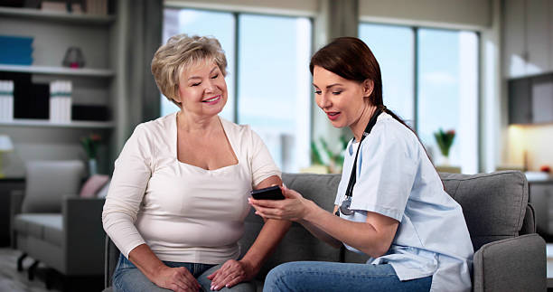 istock Continuous Glucose Monitor For Senior Patient 2212041283